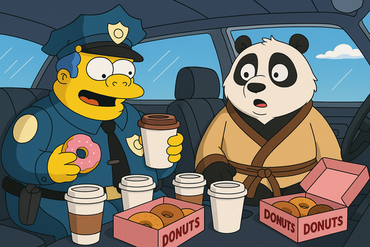 🐼 Beanji Meets Chief Wiggum: Coffee and Donuts on Patrol (When Law Enforcement Meets Caffeine Addiction) 👮♂️☕