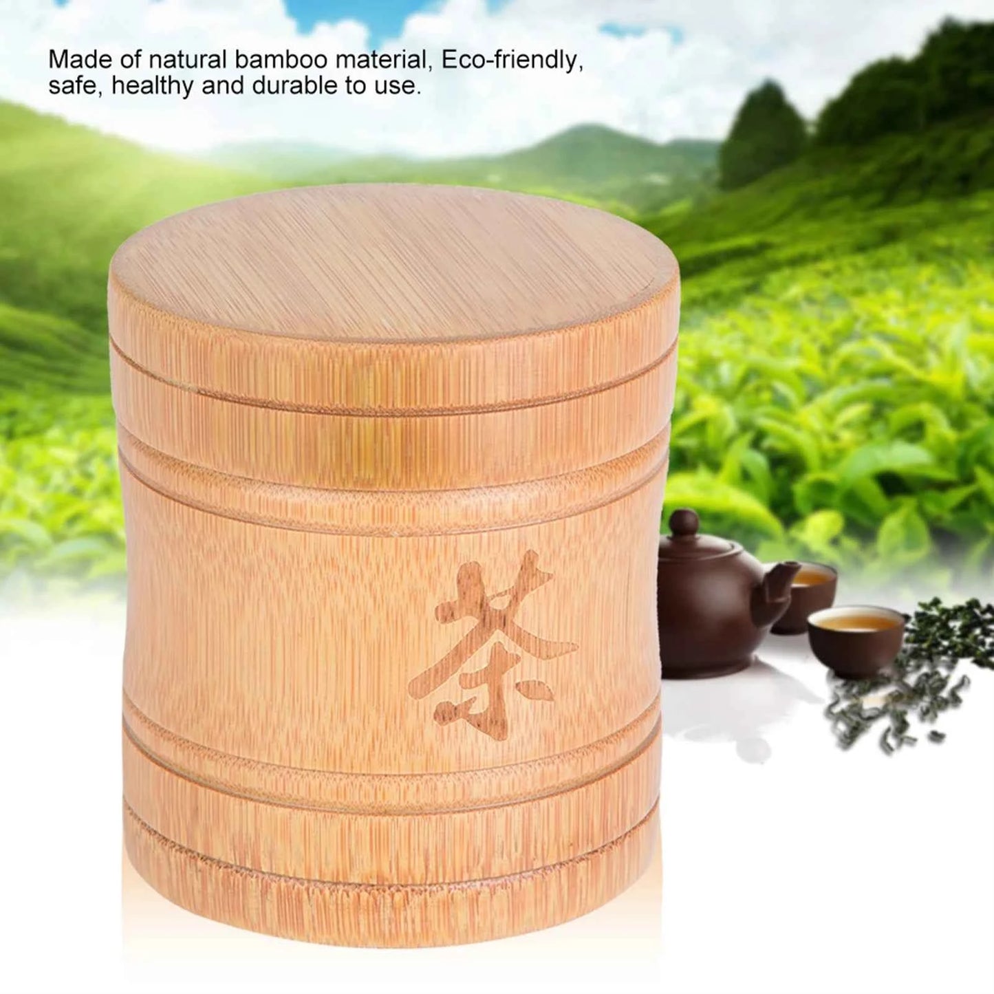 Natural bamboo container for Sustainable Tea Storage Solutions by Tea and coffee of the world