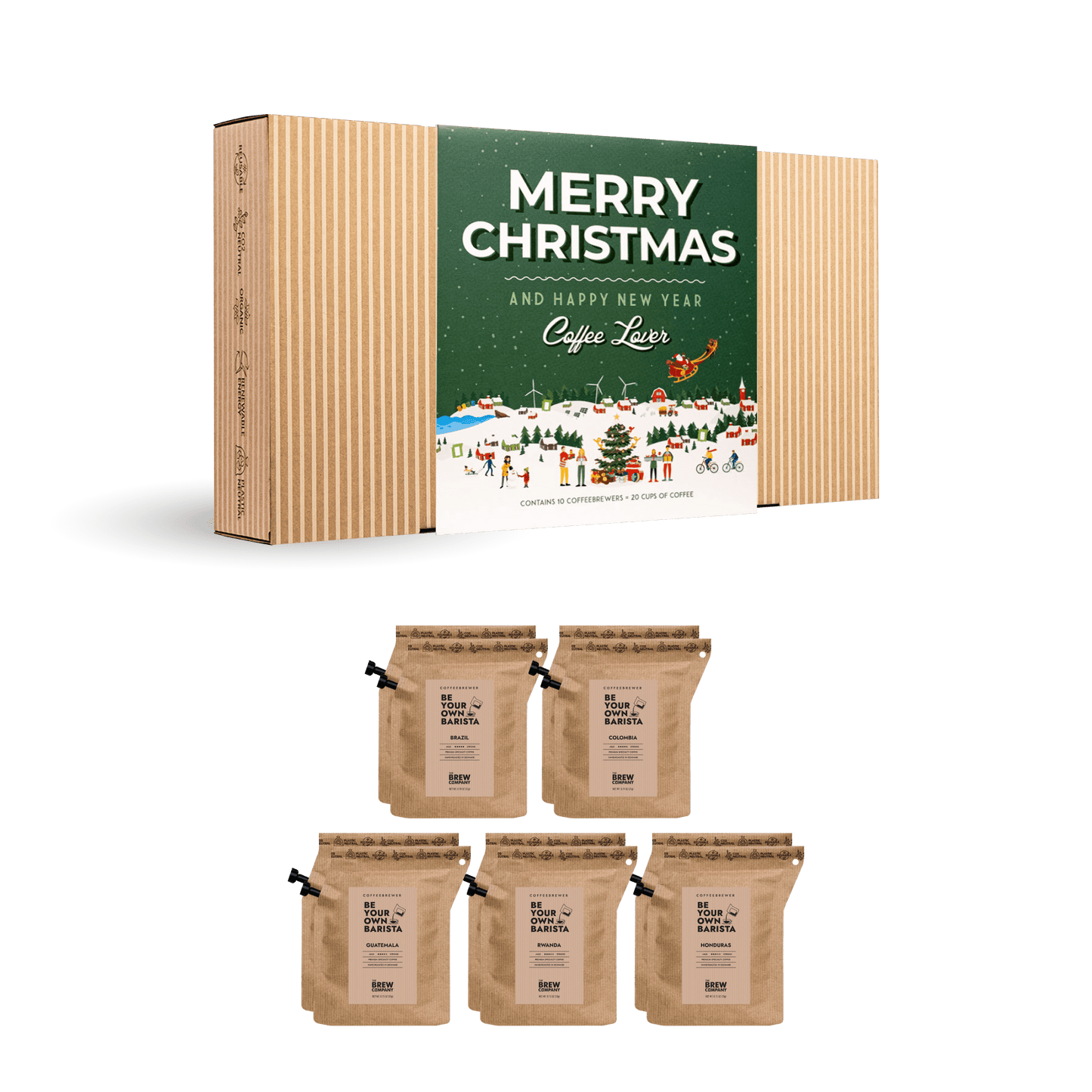 The Brew Company gift box with coffee packets perfect as a coffee brewers Christmas present