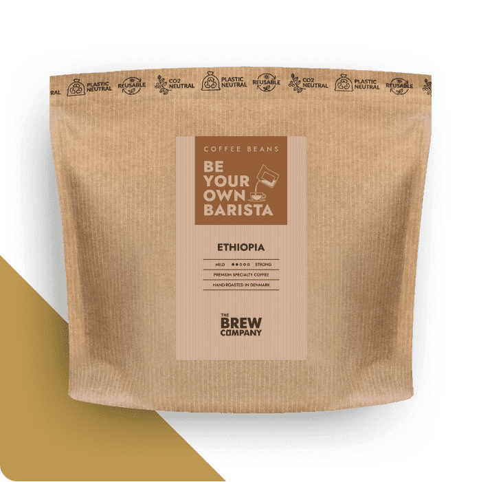 The Brew Company Ethiopia specialty coffee beans in eco-friendly brown resealable bag