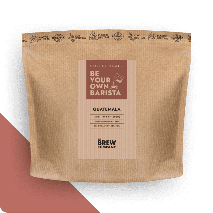 The Brew Company handcrafted coffee beans Guatemala in eco-friendly resealable kraft bag