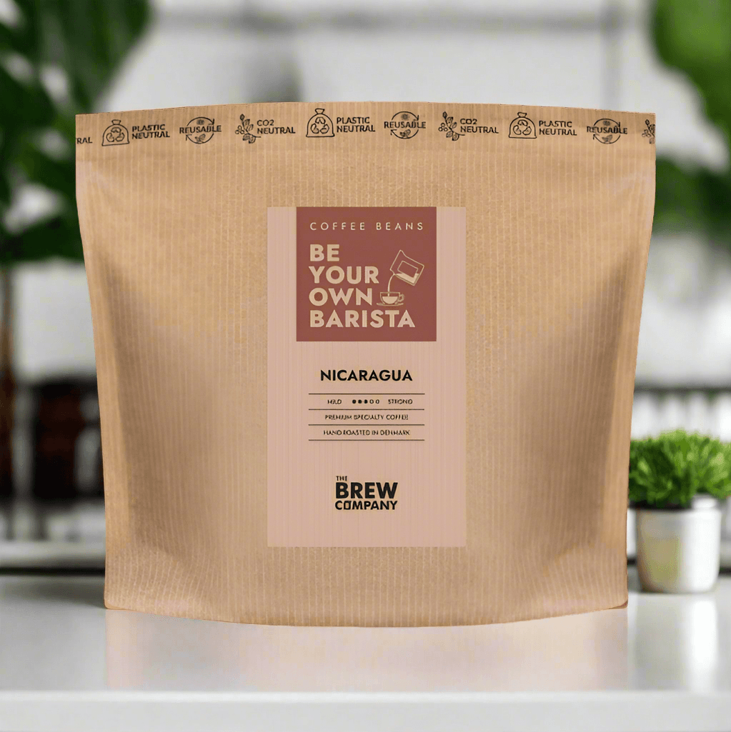 The Brew Company coffee bag of premium Nicaraguan coffee beans with eco-friendly packaging