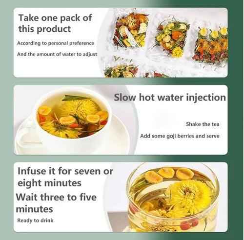 Tea & coffee of the world dandelion wolfberry detox tea brewing instructions with flower and goji berries
