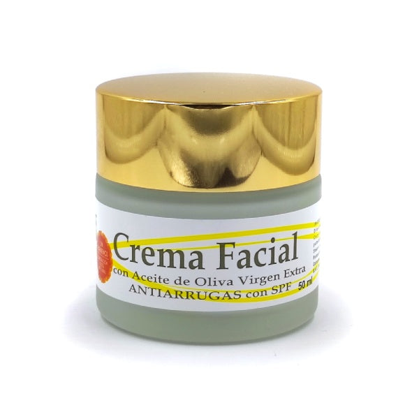 Tea & Coffee of the World balm jar labeled SPF moisturizer for aging skin with olive oil