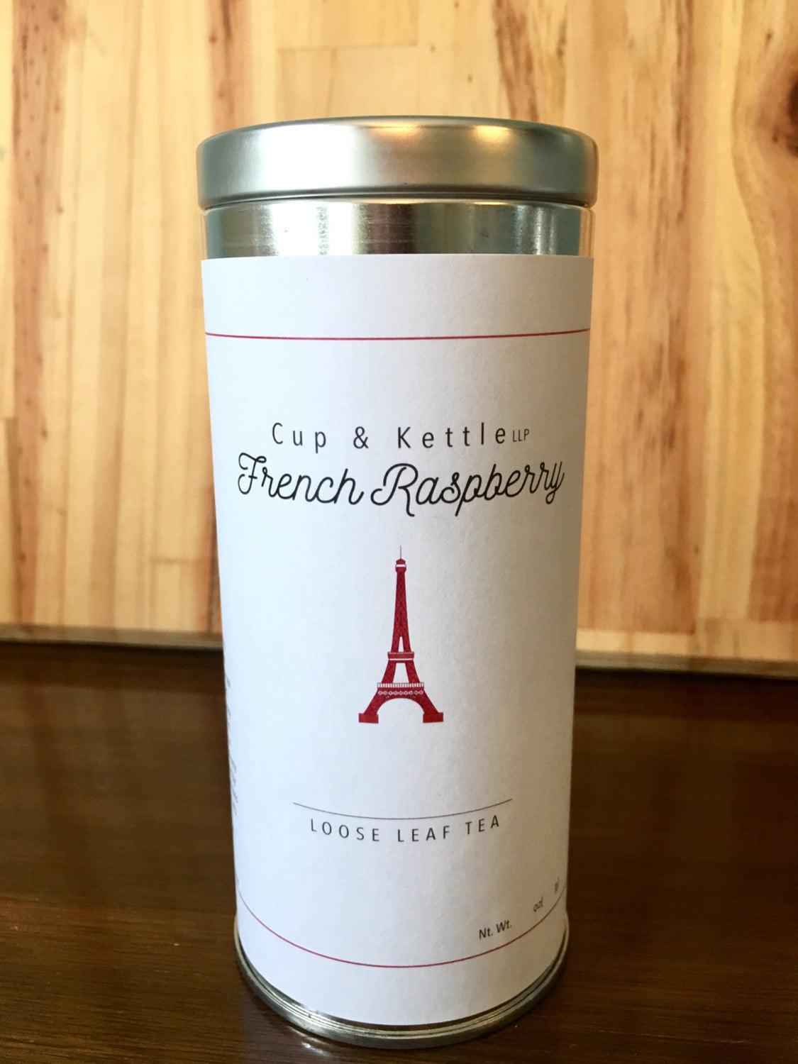 DC-Cup & Kettle Tea French Raspberry organic raspberry loose leaf tea in metal tin container