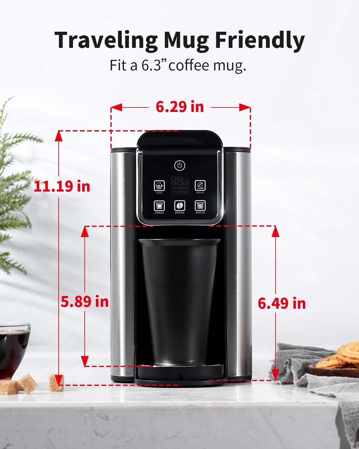 Tea and Coffee of the World hot and iced coffee machine with digital control panel and travel mug compatibility