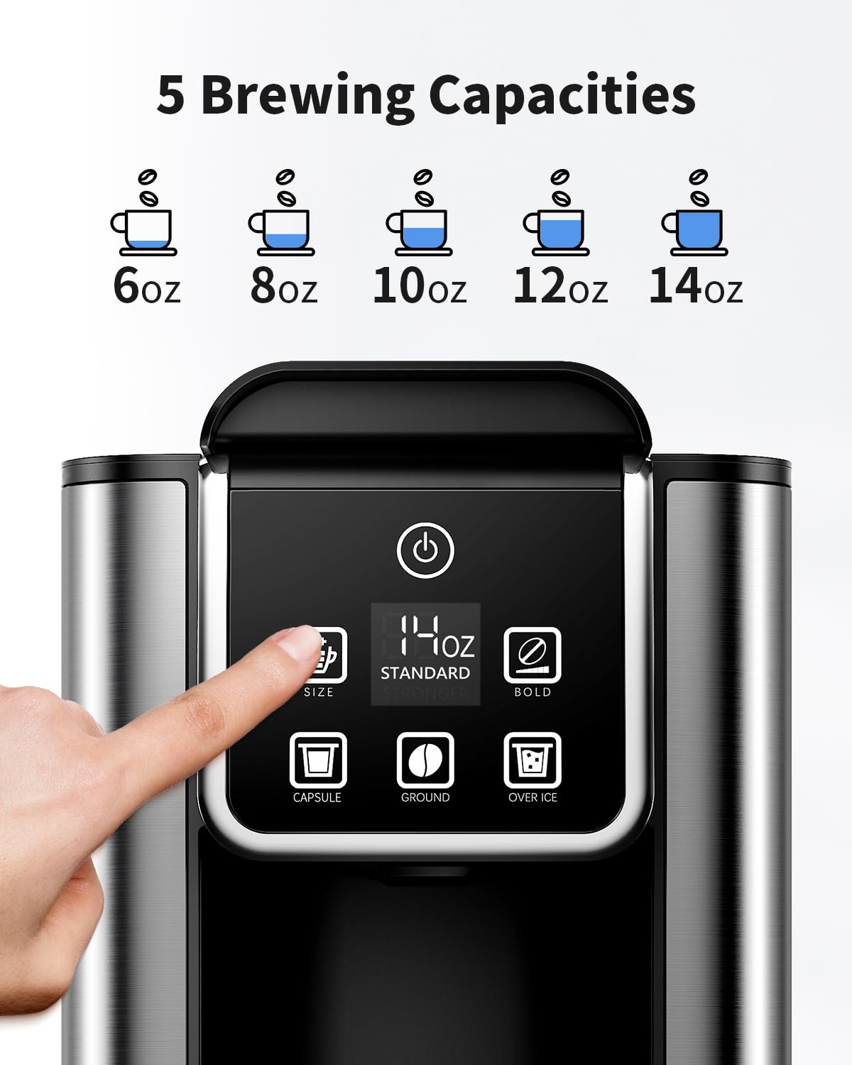 Tea & Coffee of the World hot and iced coffee machine with digital control panel and five brewing sizes