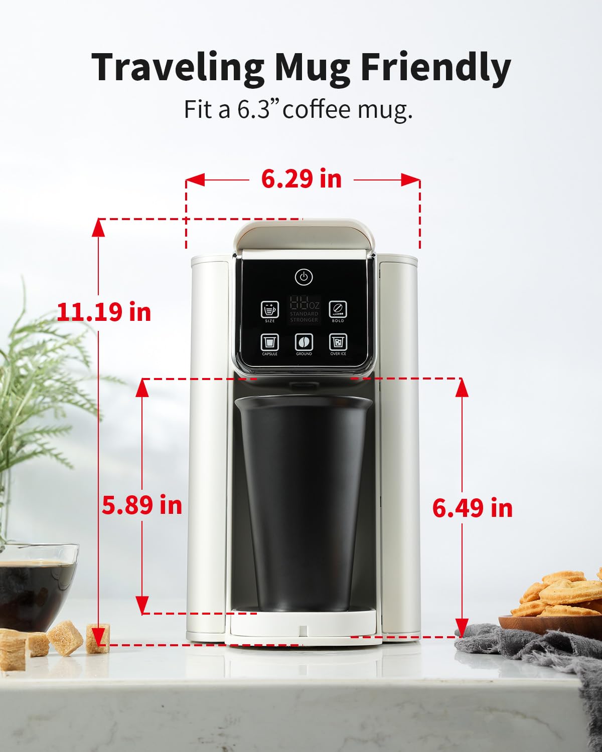 Tea and Coffee of the World hot and iced coffee machine with digital display and travel mug compatibility