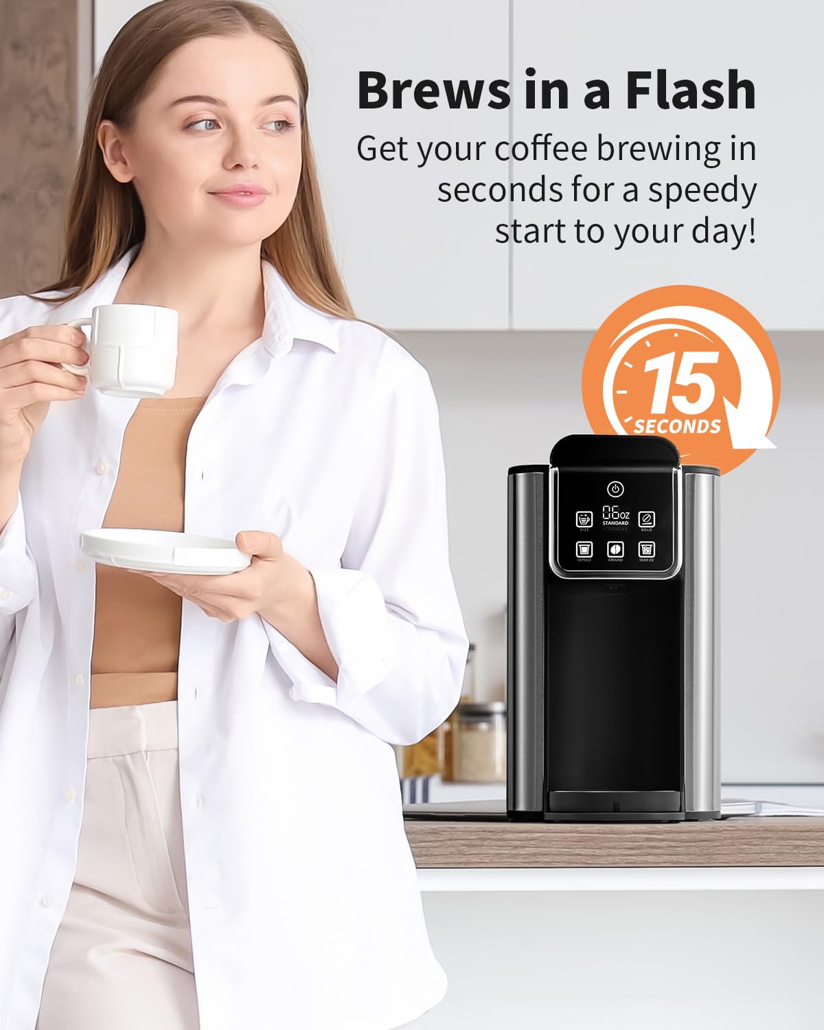 Tea and Coffee of the World hot and iced coffee machine with digital display brewing fresh coffee quickly