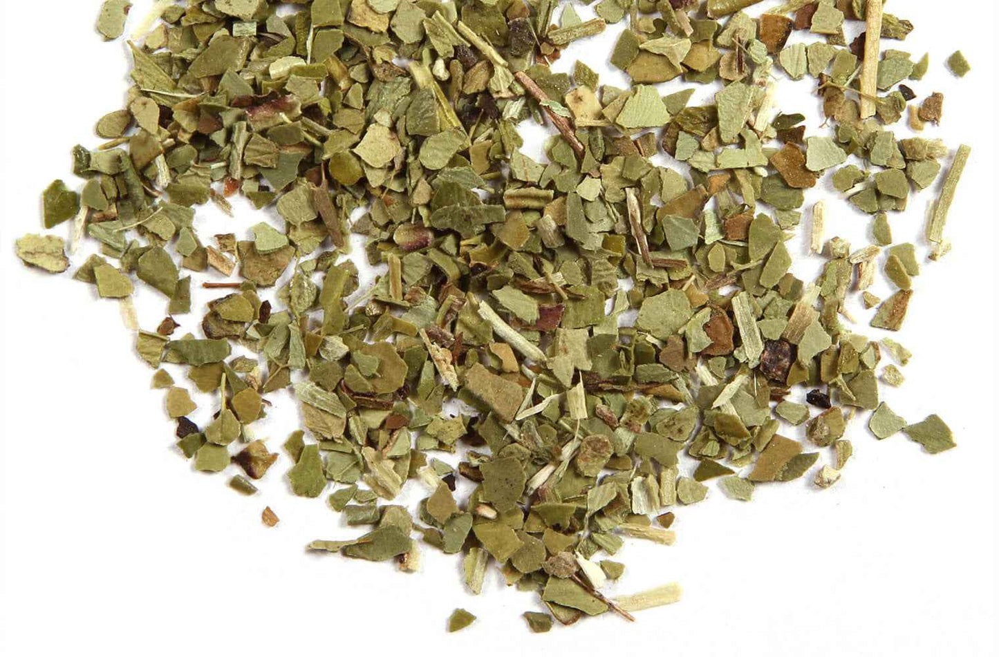 ISLAND SHARKS CHOCOLATE Handcrafted Yerba Mate Blend loose herbal tea leaves on white background