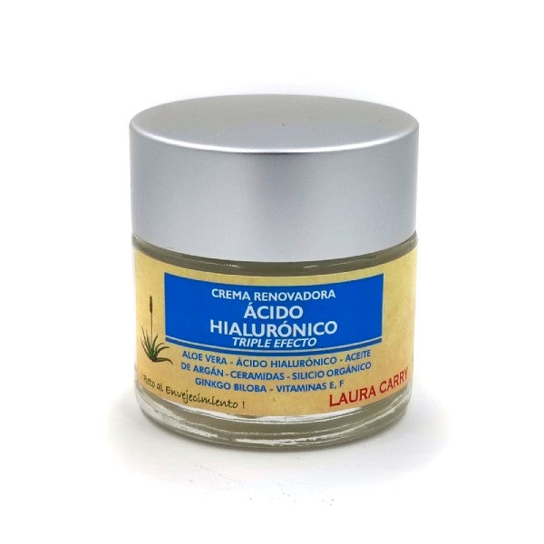 Tea & Coffee of the World balm jar labeled as hyaluronic acid face cream with natural ingredients