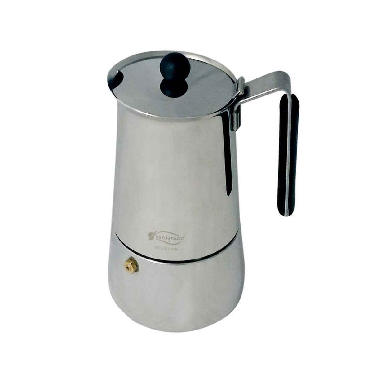 Bigbuy Italian coffee maker stainless steel stovetop espresso maker with black handle and knob