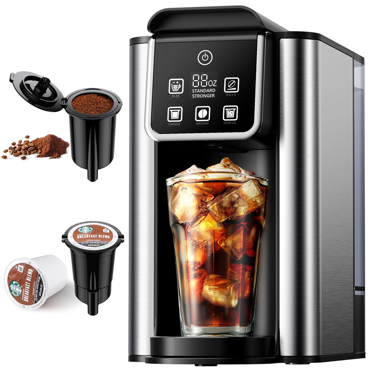 Tea and Coffee of the World coffee maker brewing iced coffee with Spanish summer coffee bundle pods