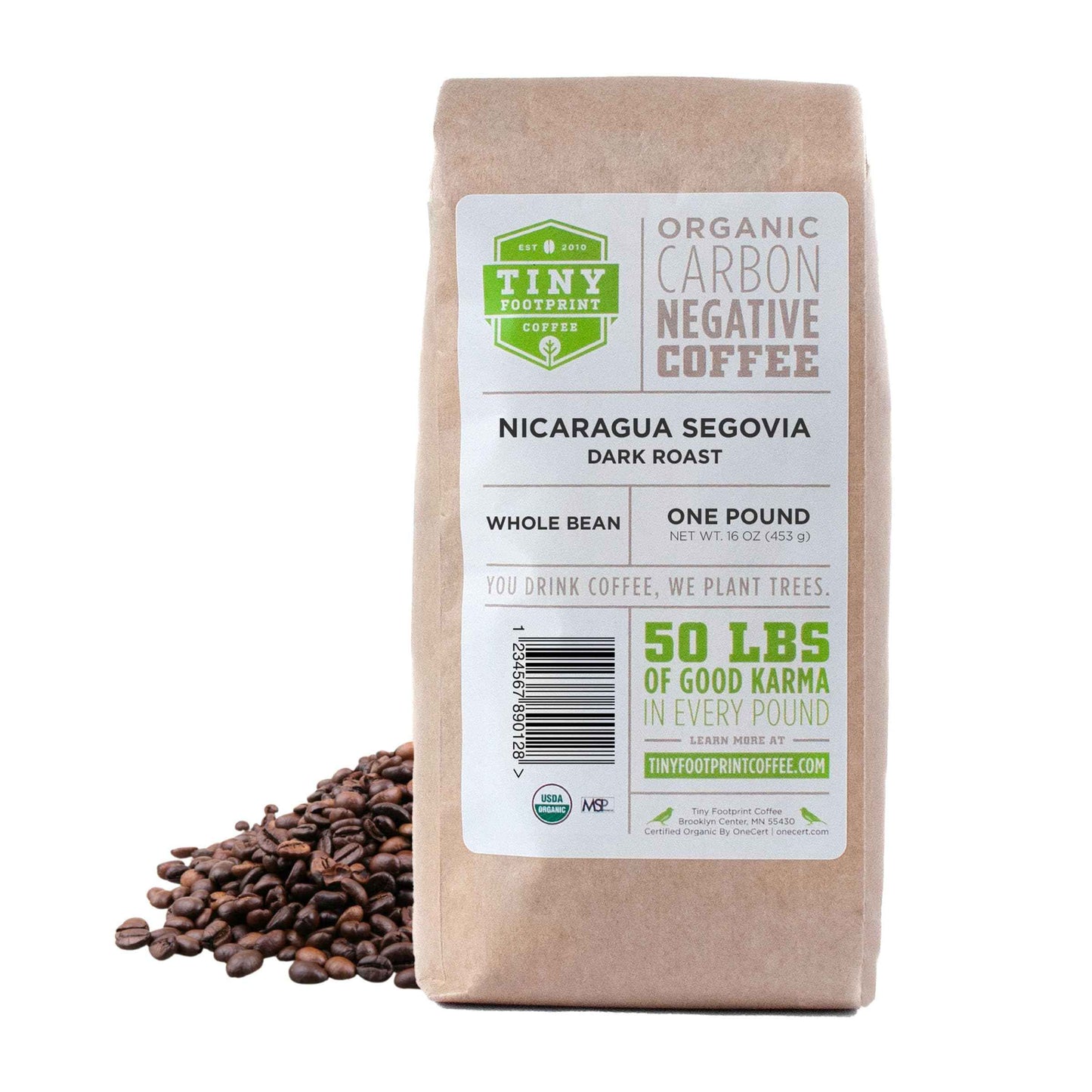 Fair trade coffee beans Nicaragua Segovia dark roast whole bean one pound bag
