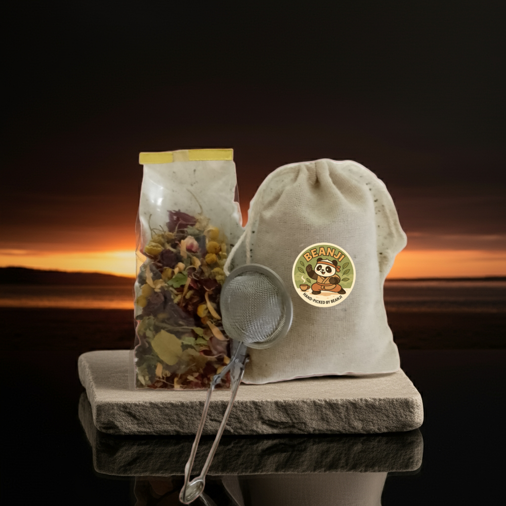Organic black tea from Granada by Tea & Coffee of the World with tea infuser and natural packaging