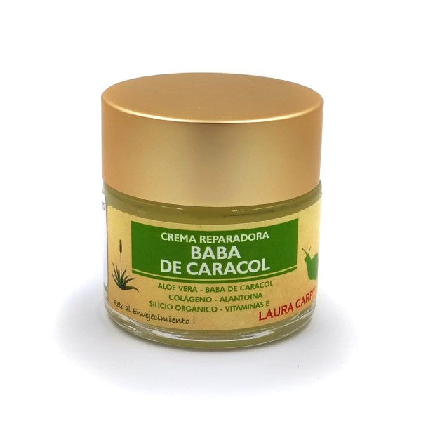 Tea & Coffee of the World anti-aging face moisturizer with snail extract in glass jar with gold lid