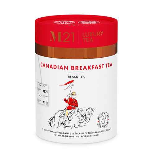 DC-Tega Tea Canadian Breakfast Black Tea luxury tea with 12 pyramid tea bags in red and white packaging