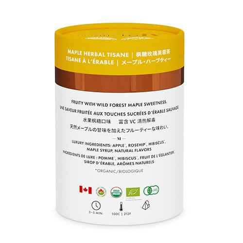 DC-Tega Tea maple luxury herbal tea in a white and yellow organic container with natural ingredients