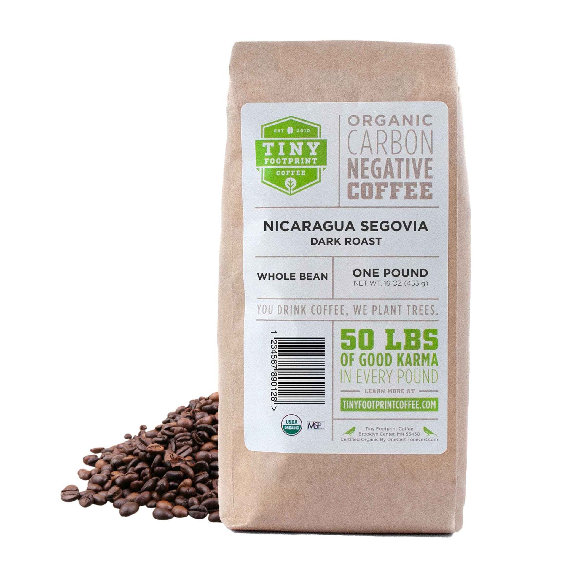Fair trade  coffee beans Nicaragua Segovia dark roast whole bean one pound bag