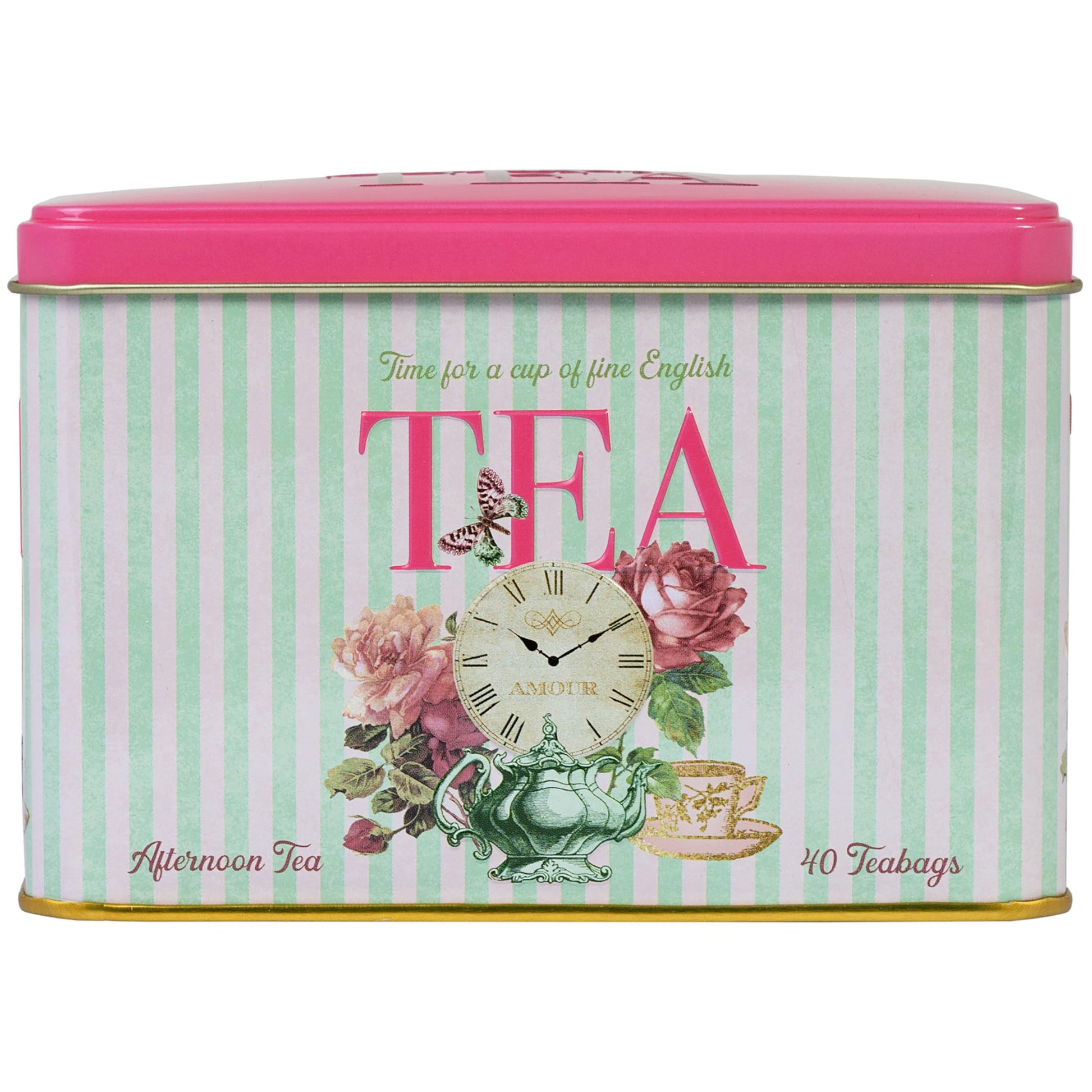 English tea in vintage tin by Tea and Coffee of the World with floral design and 40 teabags