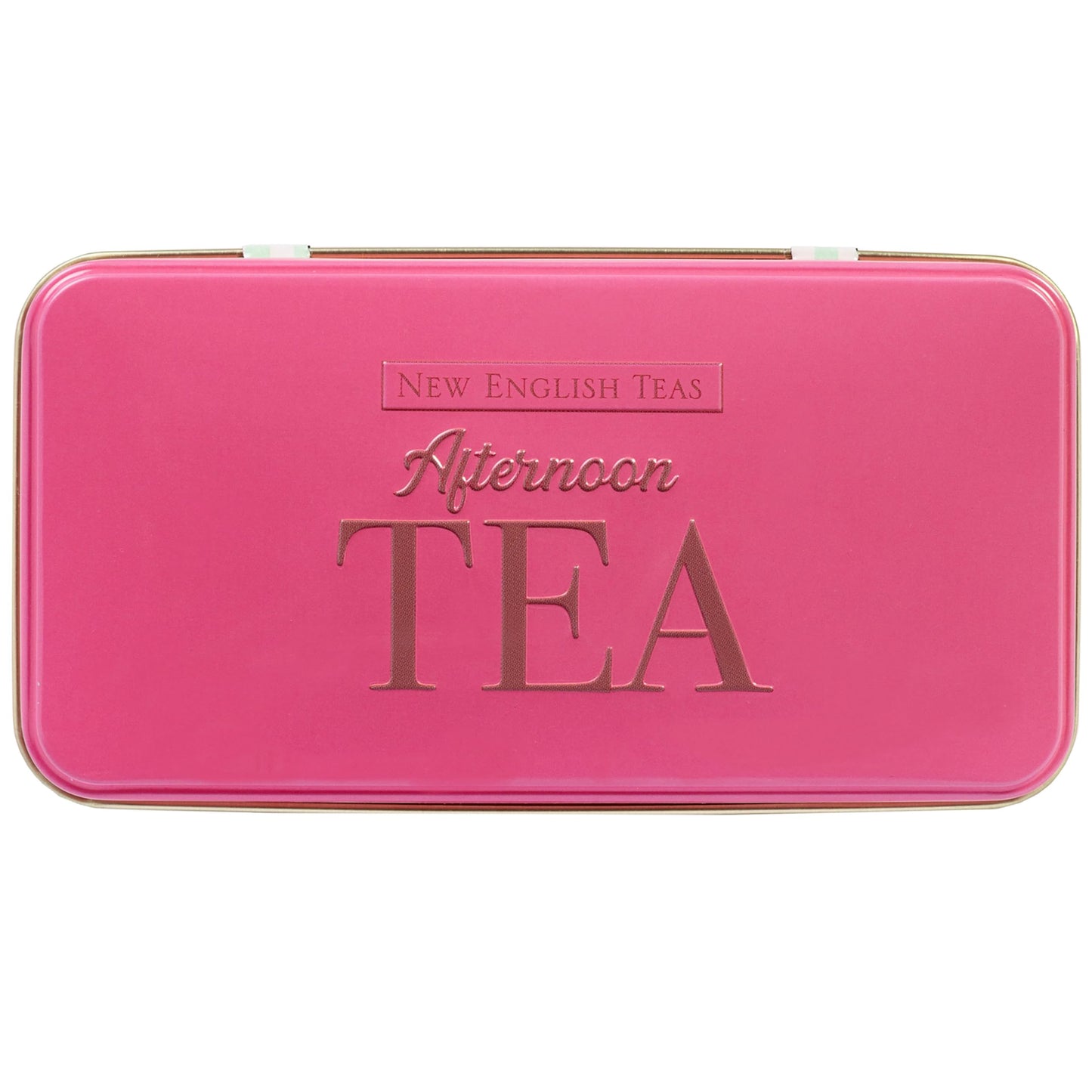 Pink rectangular box of English tea in vintage tin by Tea and Coffee of the World