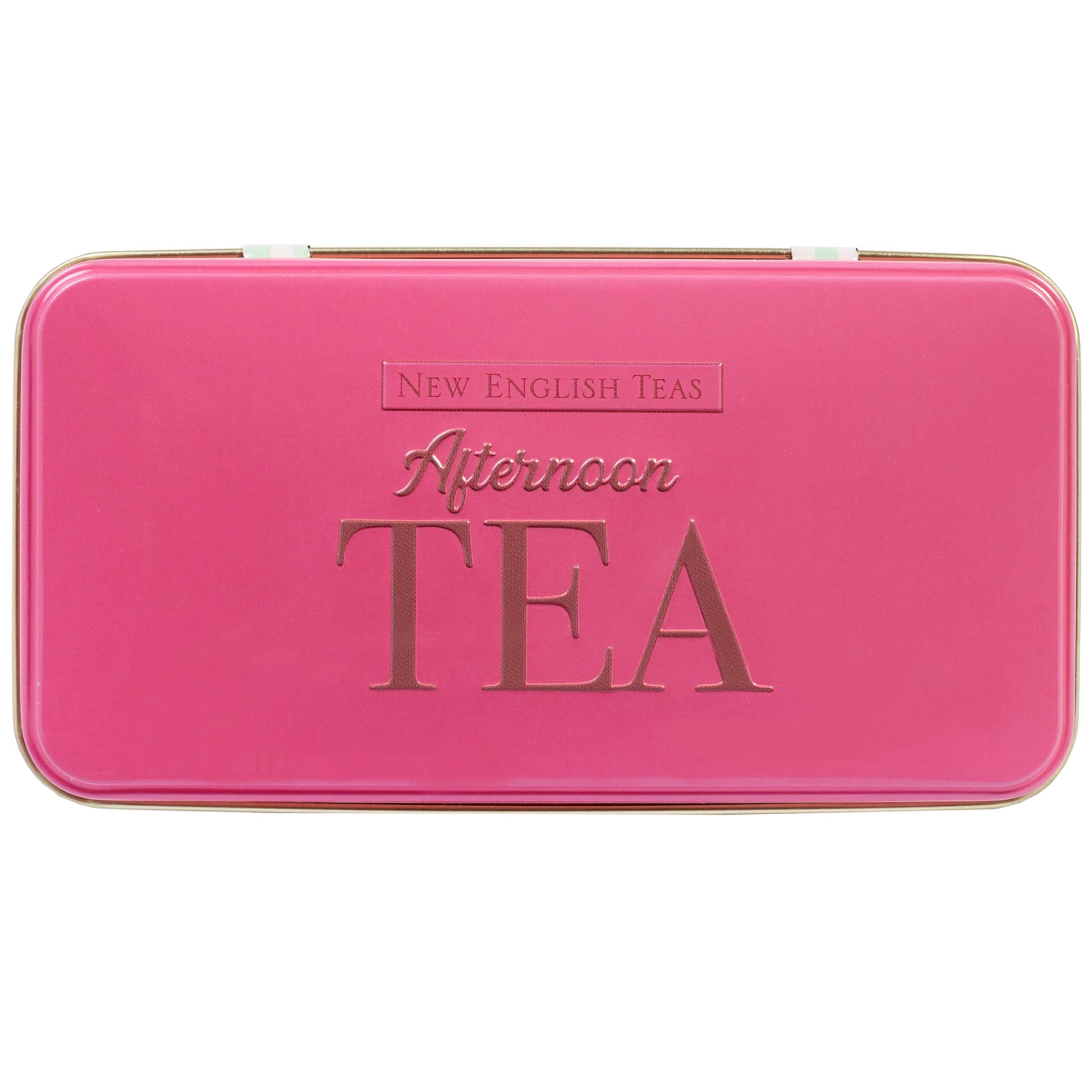 Pink rectangular box of English tea in vintage tin by Tea and Coffee of the World
